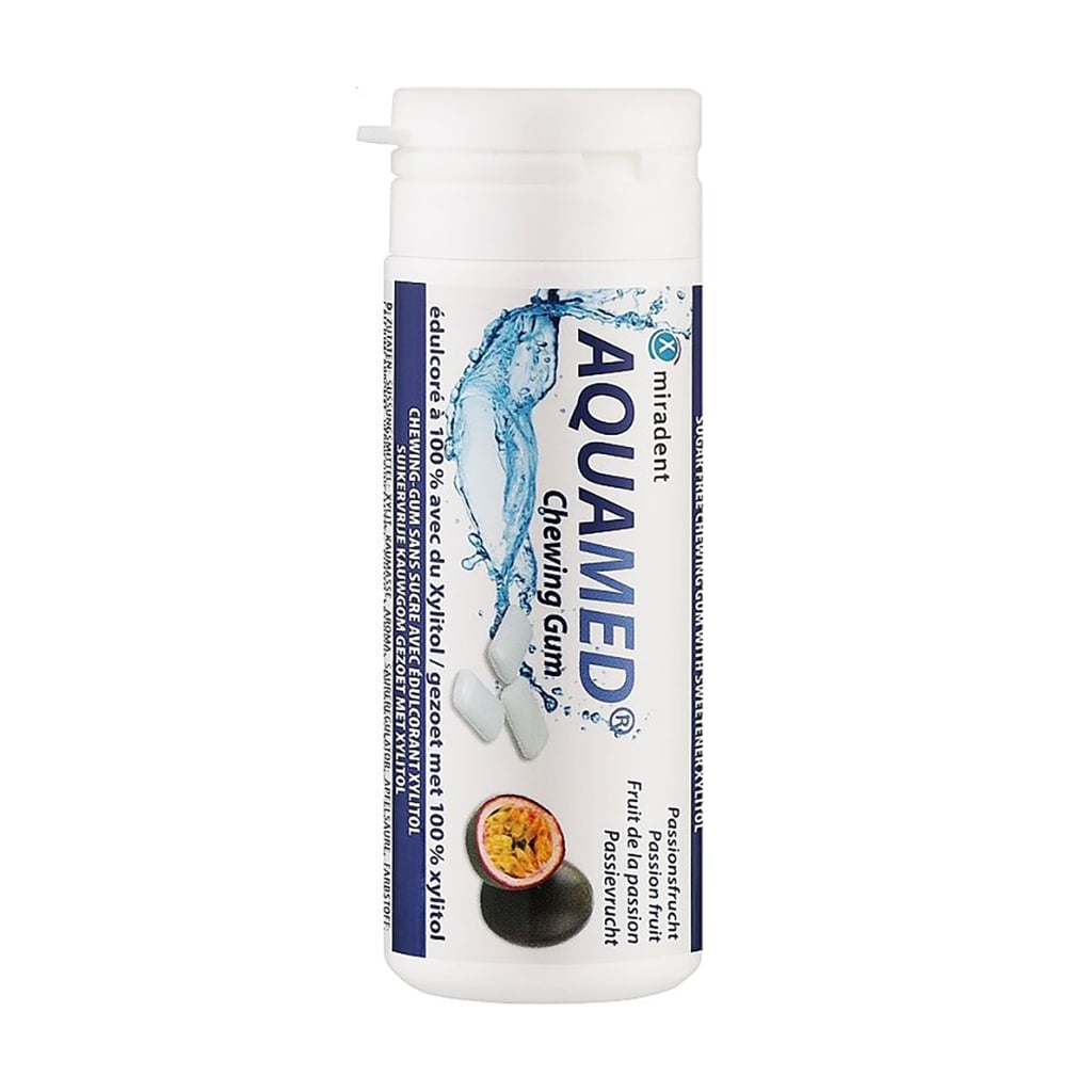 Жувальна гумка Miradent Xylitol Aquamed Chewing Gum Passion Fruit Маракуя, 30 шт